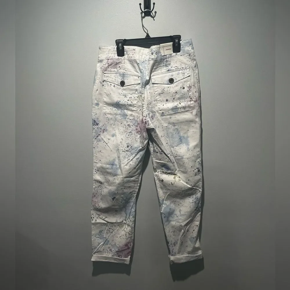 By Anthropologie The Wanderer Watercolor Cargo Utility Pants 28 NWT